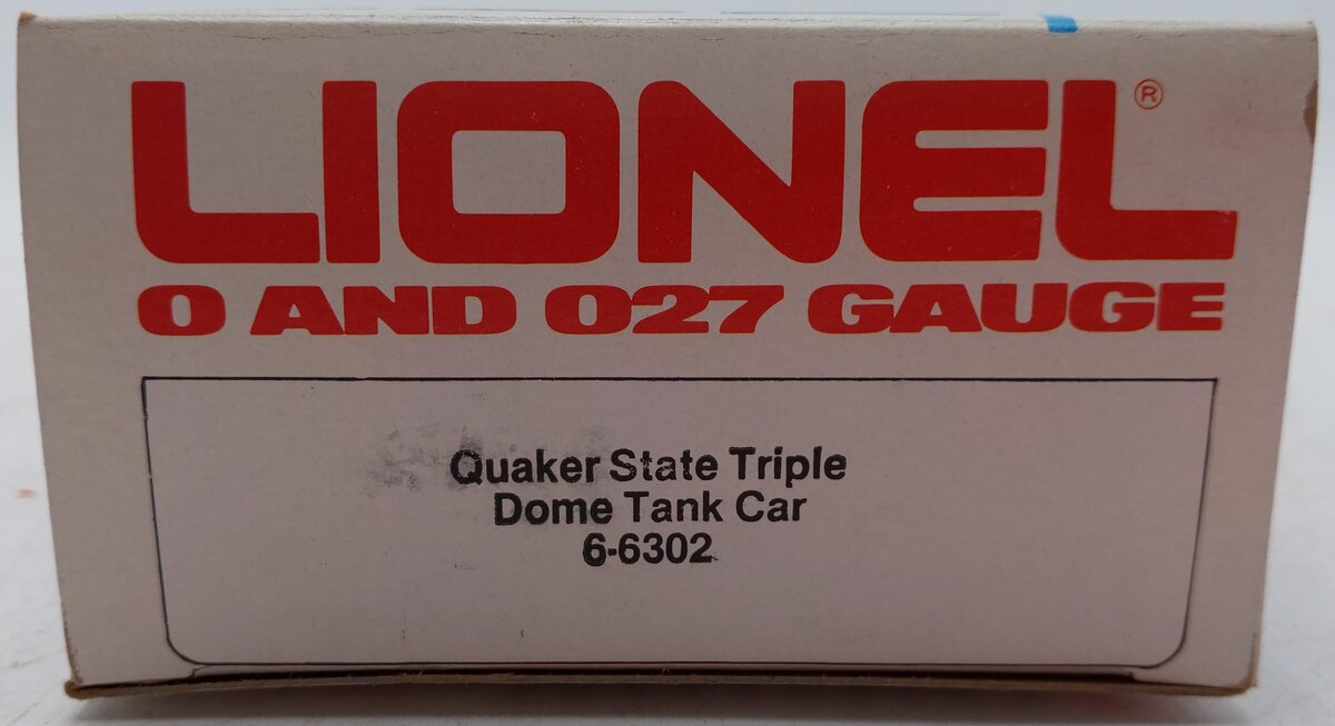 Lionel 6-6302 O Gauge Quaker State Triple Dome Tank Car EX/Box