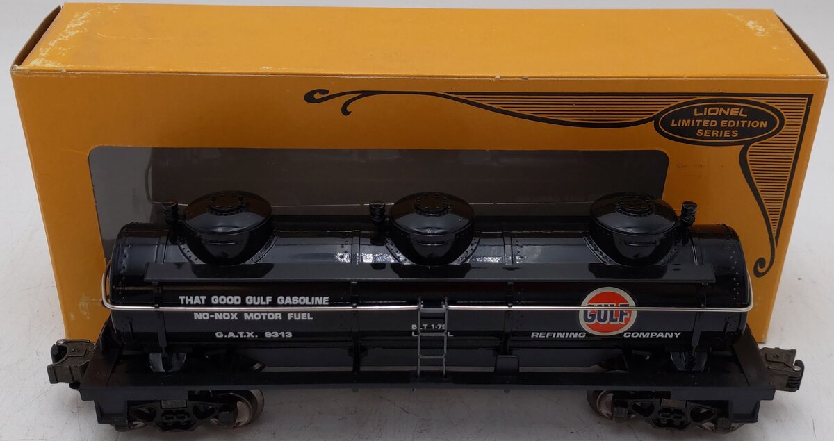 Lionel 6-9313 O Gauge Gulf Black Three-Dome Tank Car EX/Box