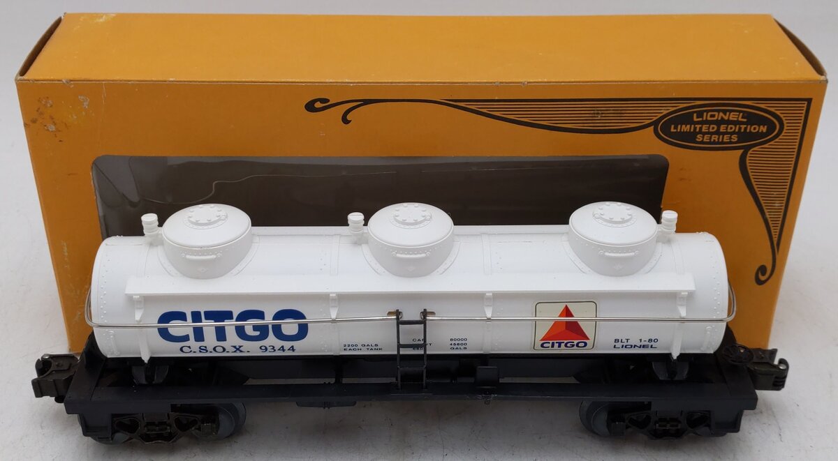 Lionel 6-9344 O Gauge Citgo Triple Dome Tank Car EX/Box
