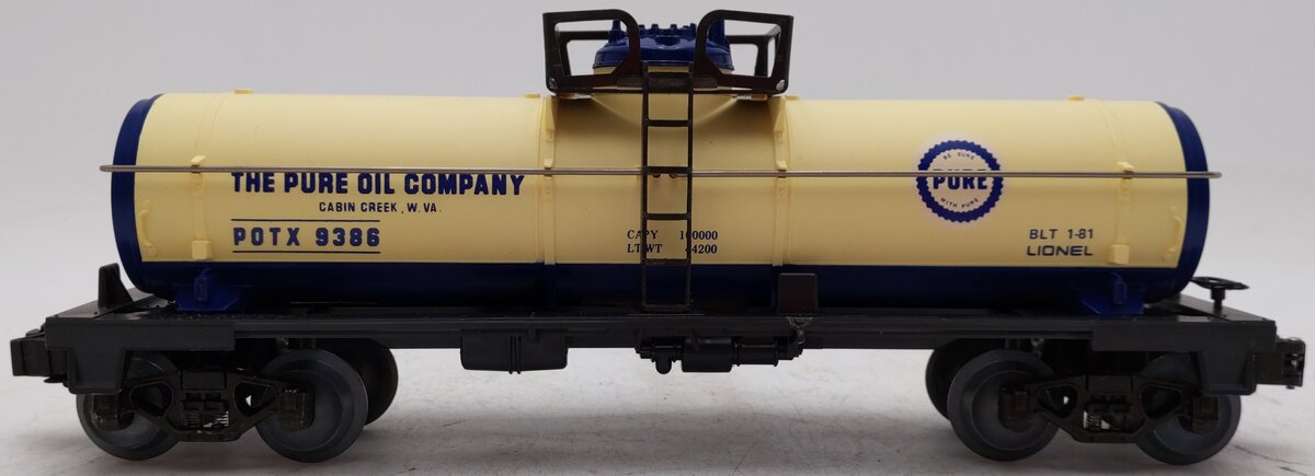 Lionel 6-9386 O Gauge Pure Oil Single Dome Tank Car EX/Box