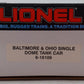 Lionel 6-16109 O Gauge Baltimore & Ohio Black Single Dome Tank Car #16109 EX/Box