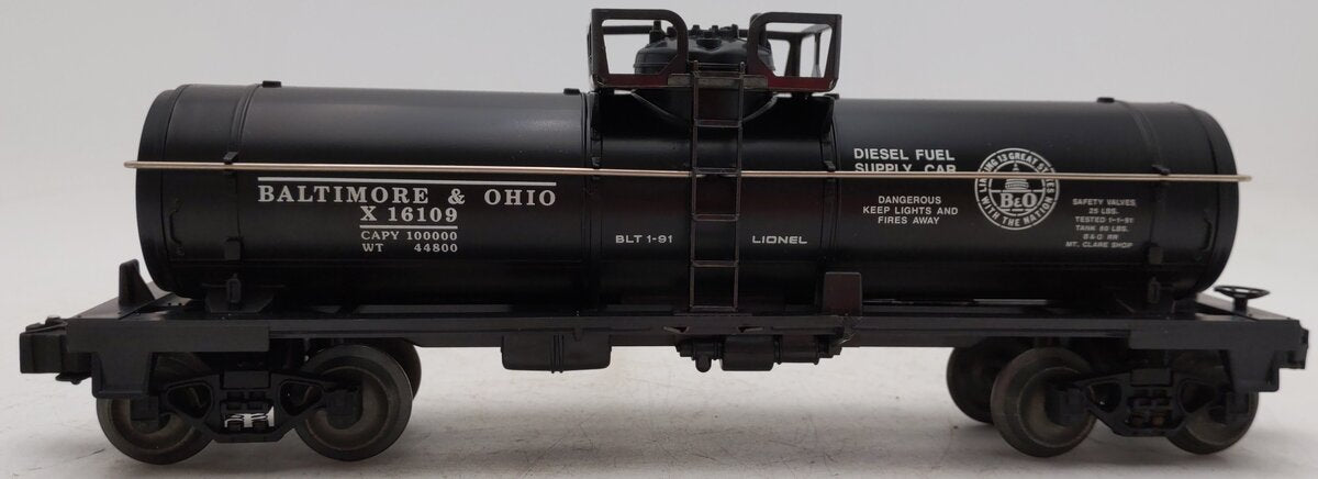 Lionel 6-16109 O Gauge Baltimore & Ohio Black Single Dome Tank Car #16109 EX/Box
