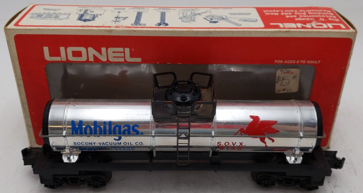 Lionel 6-9156 O Gauge Mobilgas Plated Single Dome Tank Car EX/Box