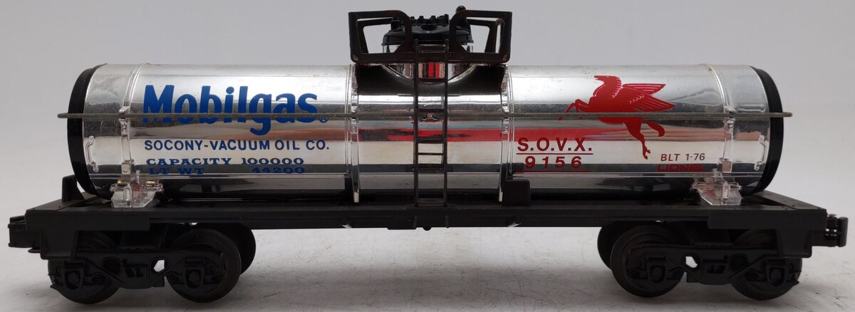 Lionel 6-9156 O Gauge Mobilgas Plated Single Dome Tank Car EX/Box