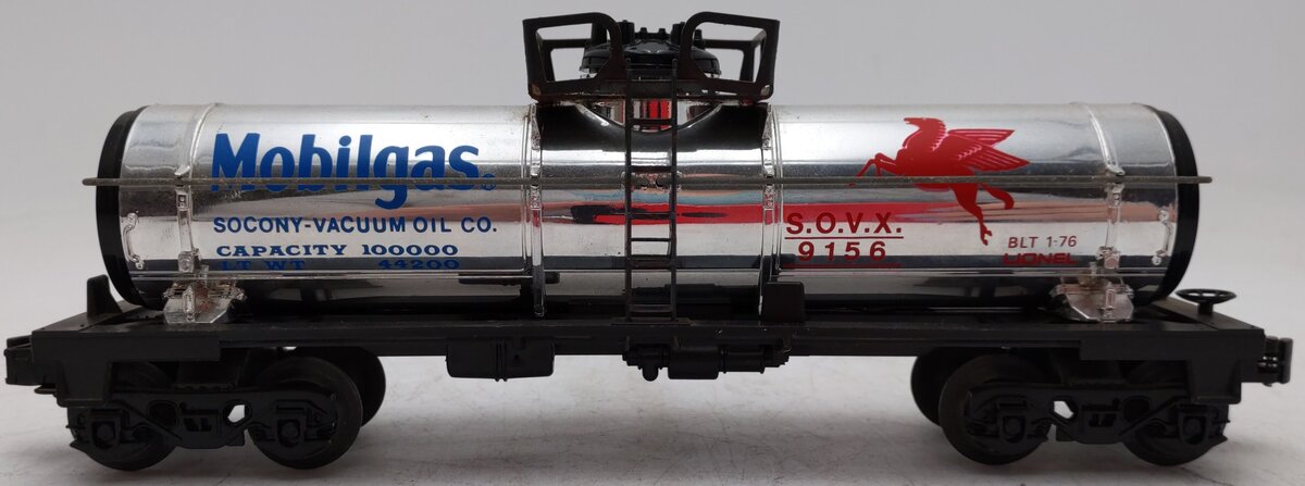 Lionel 6-9156 O Gauge Mobilgas Plated Single Dome Tank Car EX/Box