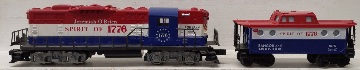 Lionel 6-8665 O Gauge BAR Jeremiah O' Brien GP-9 Diesel Locomotive & Caboose VG/Box