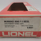 Lionel 6-8557 O Milwaukee Road F3 A Non-Powered Diesel Locomotive #8557 EX/Box