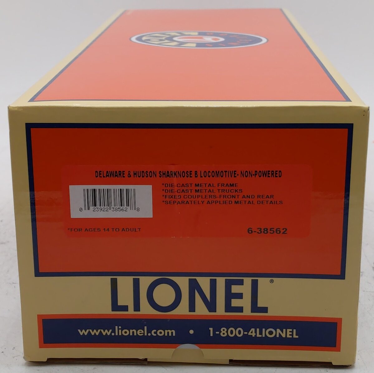 Lionel 6-38562 O D&H RF-16 Sharknose Non-powered Diesel B-Unit #1216-B EX/Box