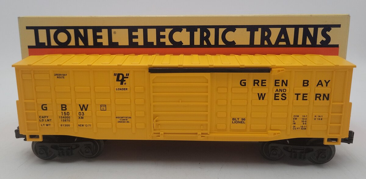 Lionel 6-15003 O Gauge Green Bay & Western Waffle-Side Boxcar LN/Box