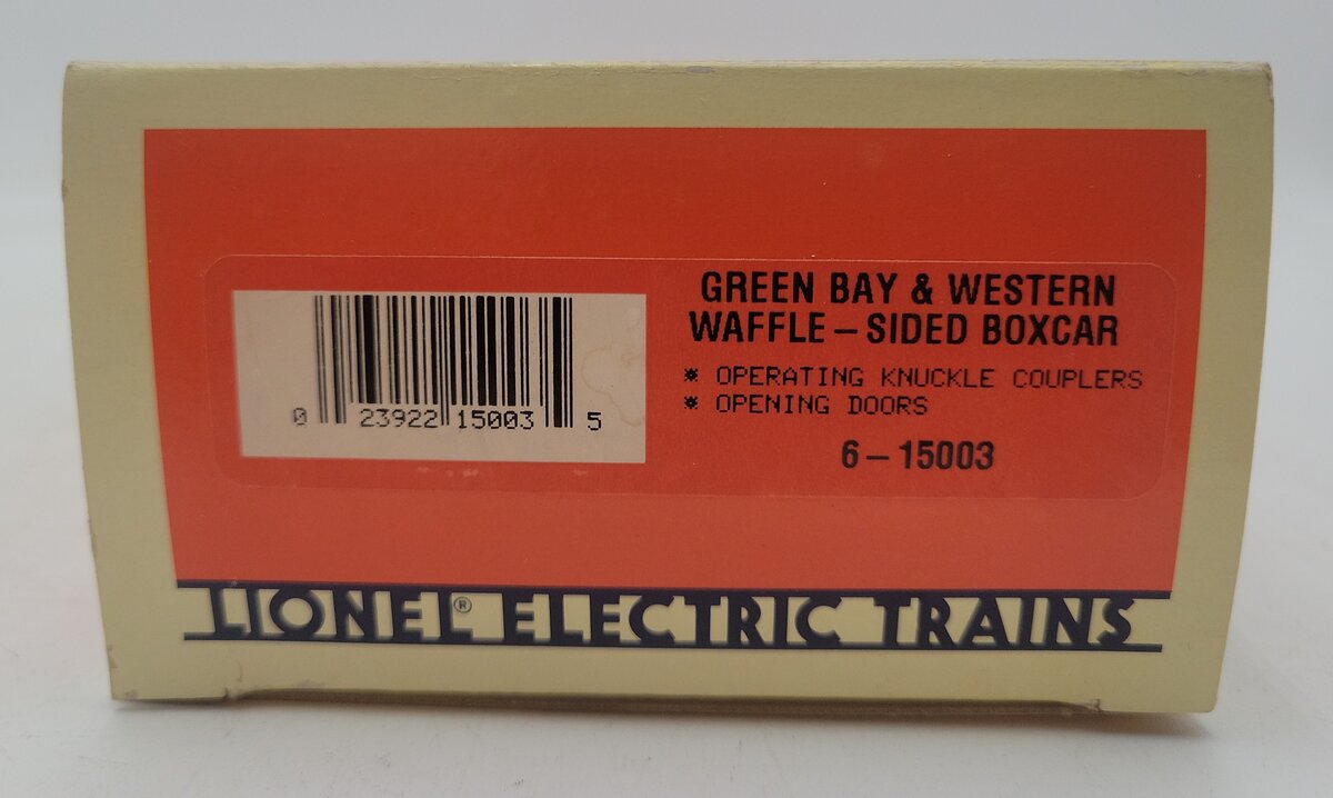 Lionel 6-15003 O Gauge Green Bay & Western Waffle-Side Boxcar LN/Box