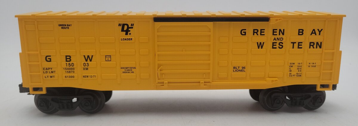 Lionel 6-15003 O Gauge Green Bay & Western Waffle-Side Boxcar LN/Box