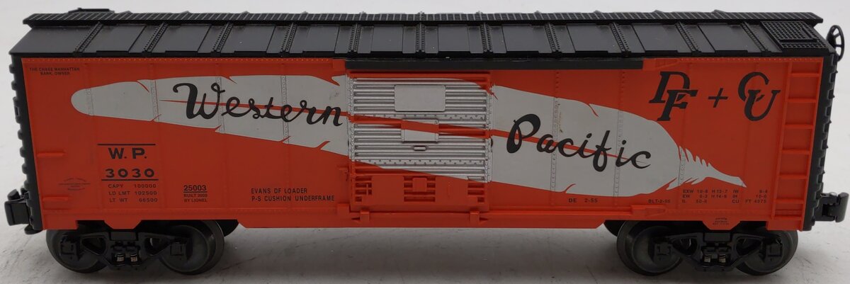 Lionel 6-25003 O Gauge Western Pacific Boxcar #3030 EX