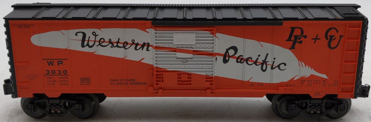 Lionel 6-25003 O Gauge Western Pacific Boxcar #3030 EX