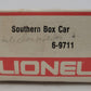 Lionel 6-9711 O Gauge Southern Boxcar #9711 EX/Box
