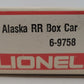 Lionel 6-9758 O Gauge Alaska Railroad Boxcar EX/Box