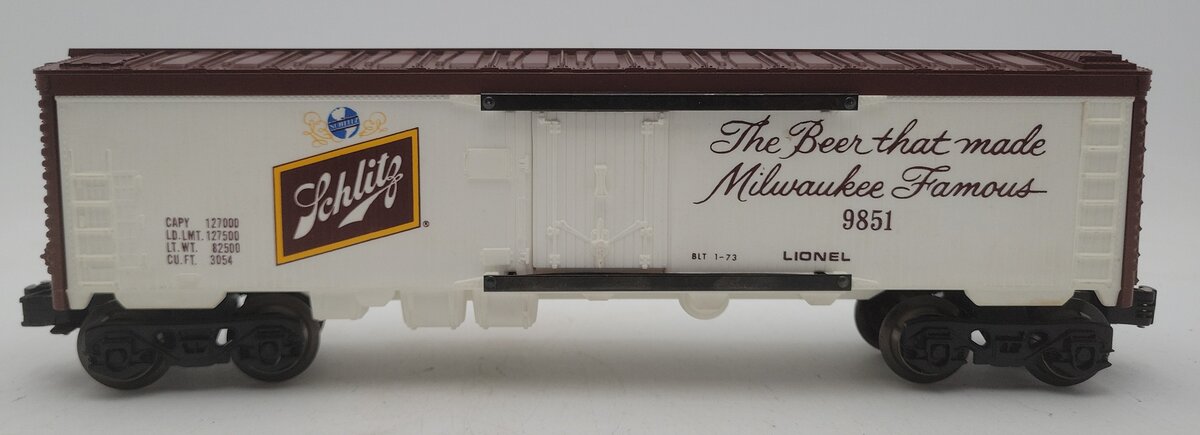 Lionel 6-9851 O Gauge Schlitz Billboard Reefer Car #9851 EX/Box