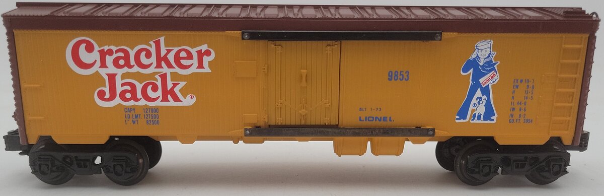 Lionel 6-9853 O Gauge Cracker Jack Billboard Reefer Car (Yellow) EX/Box