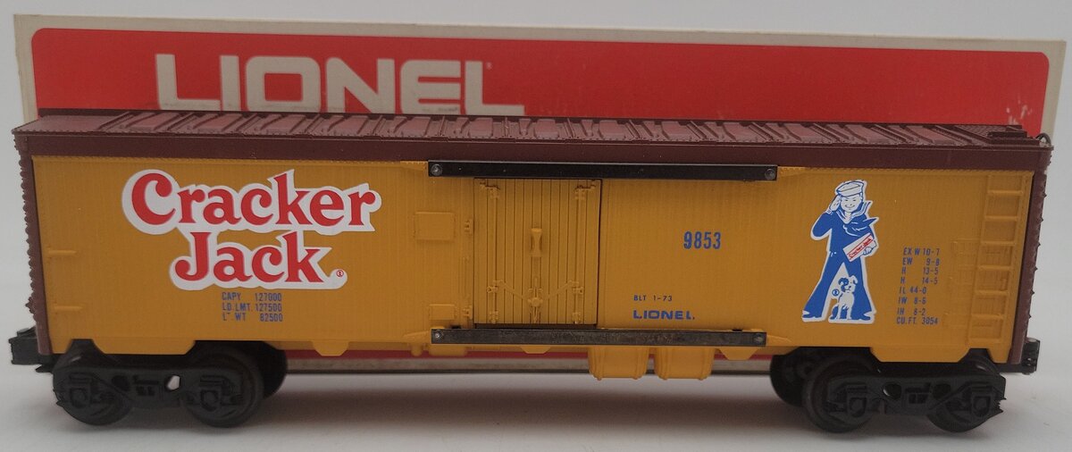 Lionel 6-9853 O Gauge Cracker Jack Billboard Reefer Car (Yellow) EX/Box