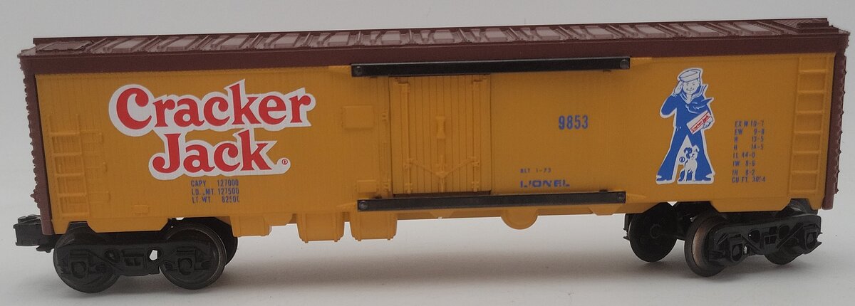 Lionel 6-9853 O Gauge Cracker Jack Billboard Reefer Car (Yellow) EX/Box
