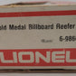 Lionel 6-9860 O Gauge Gold Medal Flour Billboard Reefer Car EX/Box