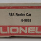 Lionel 6-9863 O Gauge REA Reefer Car #9863 EX/Box