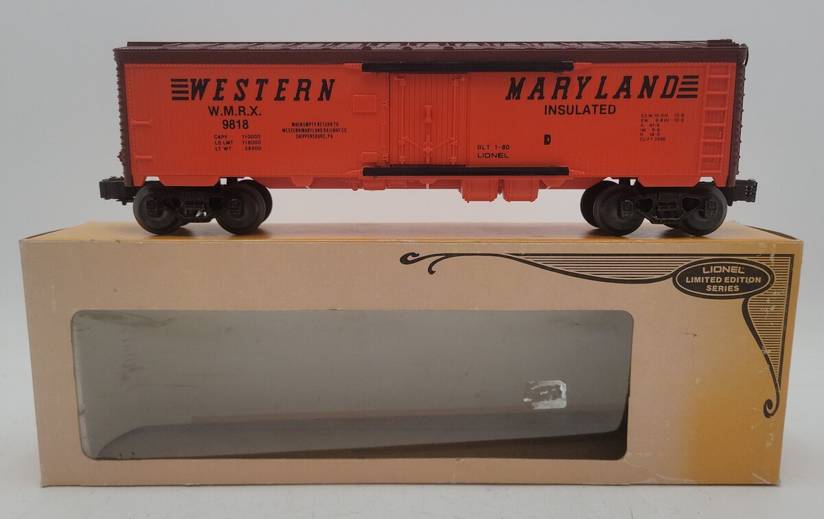 Lionel 6-9818 O Gauge Western Maryland Reefer Car EX/Box