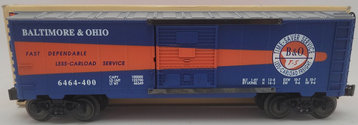 Lionel 6-19294 O Gauge Baltimore & Ohio Timesaver Boxcar # 6464-400 EX/Box