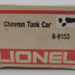 Lionel 6-9153 O Gauge Chevron Single Dome Tank Car VG/Box