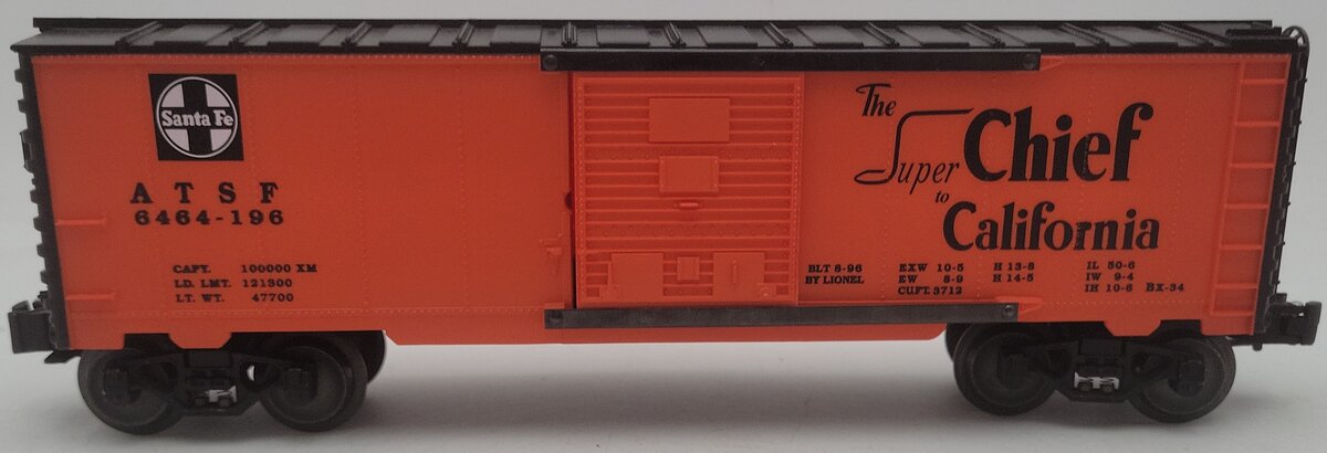 Lionel 6-19282 O Gauge Santa Fe "Super Chief to California" Boxcar 6464-196 EX/Box