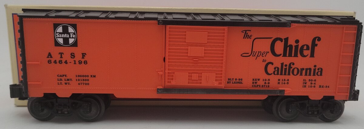 Lionel 6-19282 O Gauge Santa Fe "Super Chief to California" Boxcar 6464-196 EX/Box