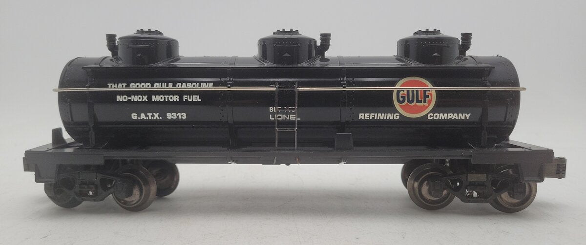 Lionel 6-9313 O Gauge Gulf Black Three-Dome Tank Car EX/Box