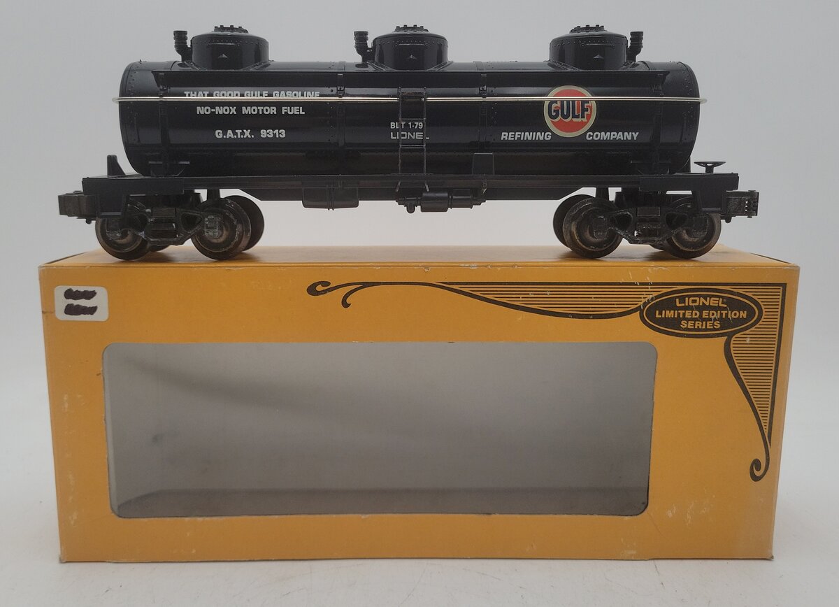 Lionel 6-9313 O Gauge Gulf Black Three-Dome Tank Car EX/Box