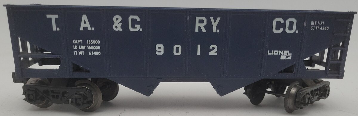 Lionel 6-9012 O Gauge Tennessee Alabama & Georgia Blue 2-Bay Hopper VG