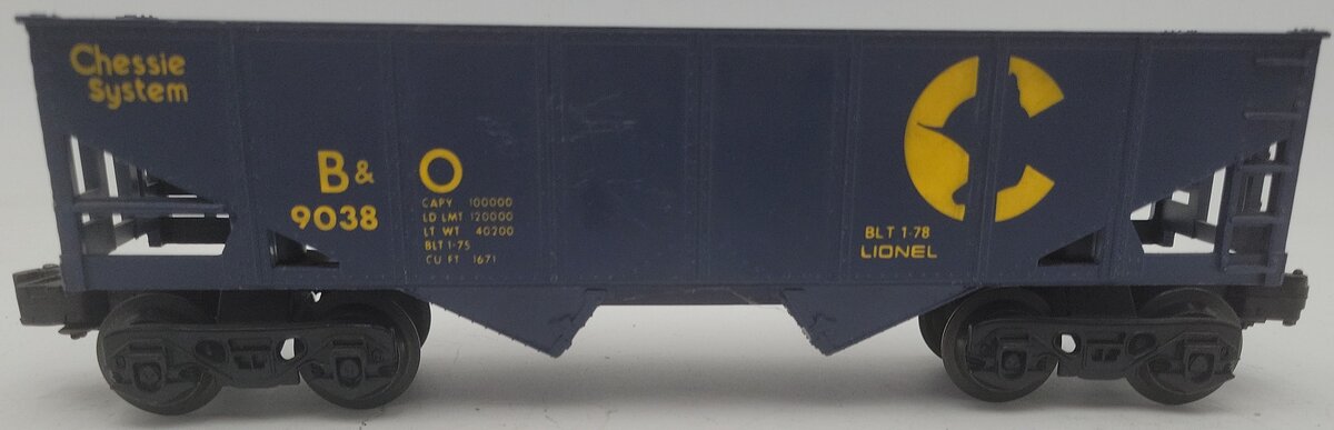 Lionel 6-9038 O Gauge Chessie Short 2-Bay Hopper Car #9038 VG