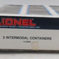 Lionel 6-12855 O / O27 Gauge Intermodal Containers (Set of 3) EX/Box