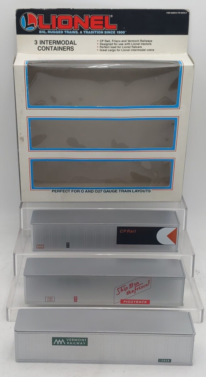 Lionel 6-12855 O / O27 Gauge Intermodal Containers (Set of 3) EX/Box