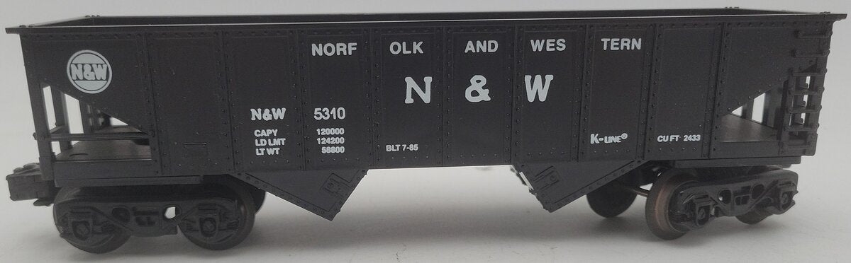 K-Line K5310 O Gauge Norfolk & Western 2-Bay Hopper EX