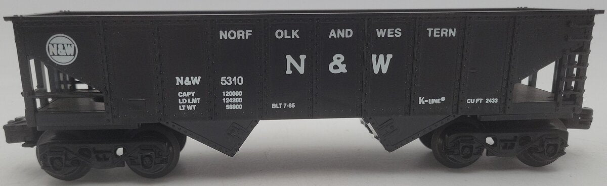 K-Line K5310 O Gauge Norfolk & Western 2-Bay Hopper EX