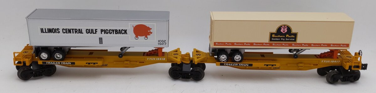 Lionel 6-19416 O Gauge Illinois Central TTUX Flatcar w/ Trailers LN/Box