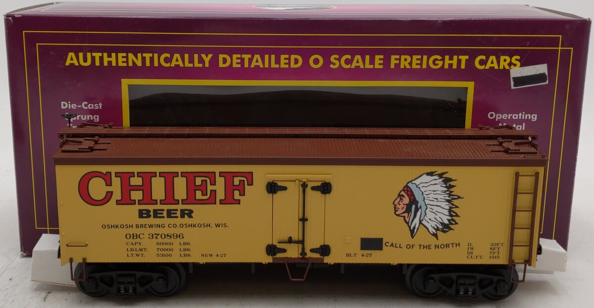 MTH 20-94311 O Gauge Chief Beer 36' Wood Reefer #370896 EX/Box