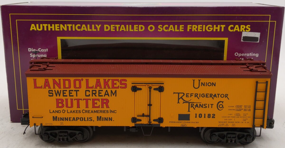 MTH 20-90285F O Gauge Land O'Lakes 36' Woodsided Reefer #10182 EX/Box