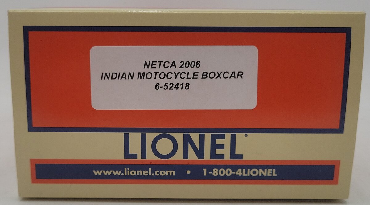 Lionel 6-52418 O Gauge NETCA 2006 Indian Motorcycle Boxcar LN/Box