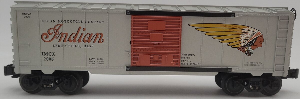 Lionel 6-52418 O Gauge NETCA 2006 Indian Motorcycle Boxcar LN/Box