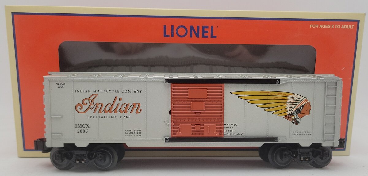 Lionel 6-52418 O Gauge NETCA 2006 Indian Motorcycle Boxcar LN/Box