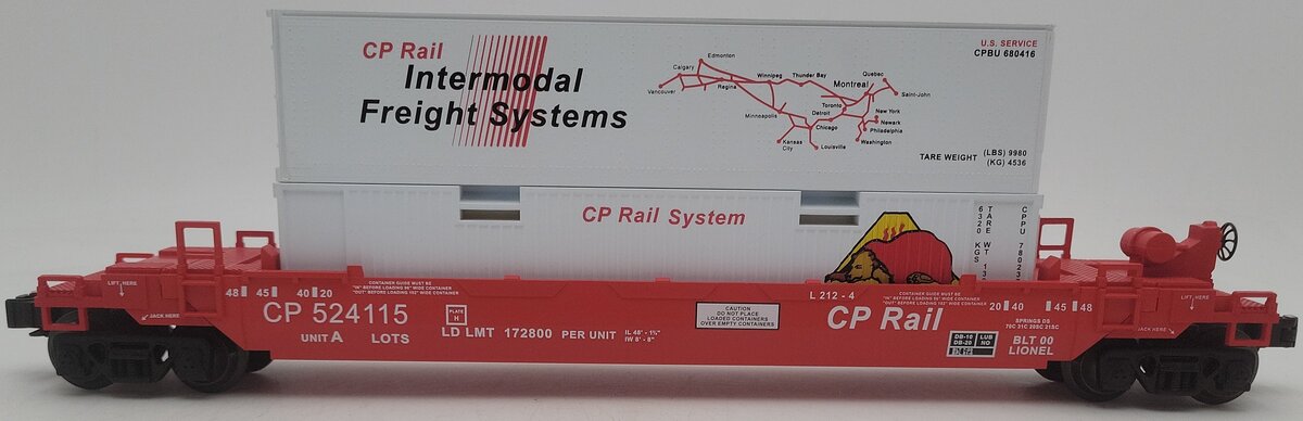 Lionel 6-52196 O Gauge Canadian Pacific Rail Double Stack Unit #524115 EX/Box