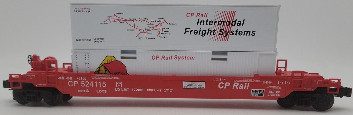 Lionel 6-52196 O Gauge Canadian Pacific Rail Double Stack Unit #524115 EX/Box