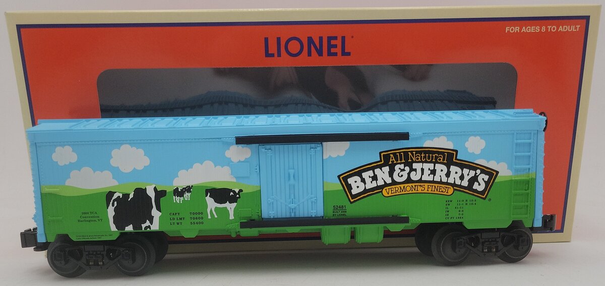 Lionel 6-52481 O Gauge 2008 TCA Convention Ben and Jerry's Refrigerator Car EX/Box