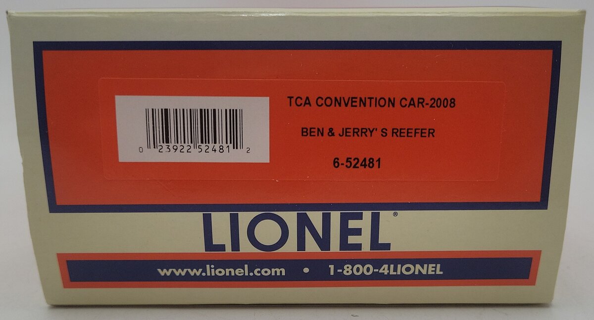 Lionel 6-52481 O Gauge 2008 TCA Convention Ben and Jerry's Refrigerator Car EX/Box