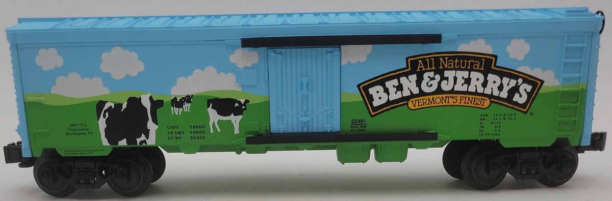 Lionel 6-52481 O Gauge 2008 TCA Convention Ben and Jerry's Refrigerator Car EX/Box
