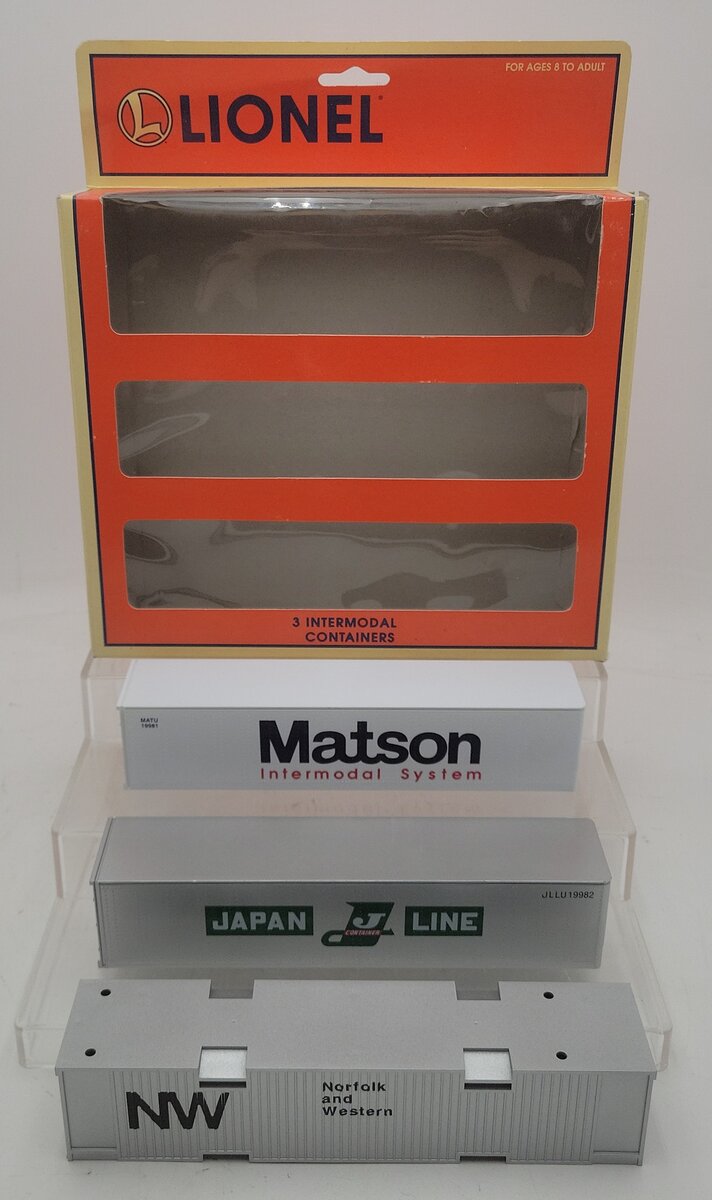 Lionel 6-12987 O Intermodal Containers (Pack of 3) LN/Box